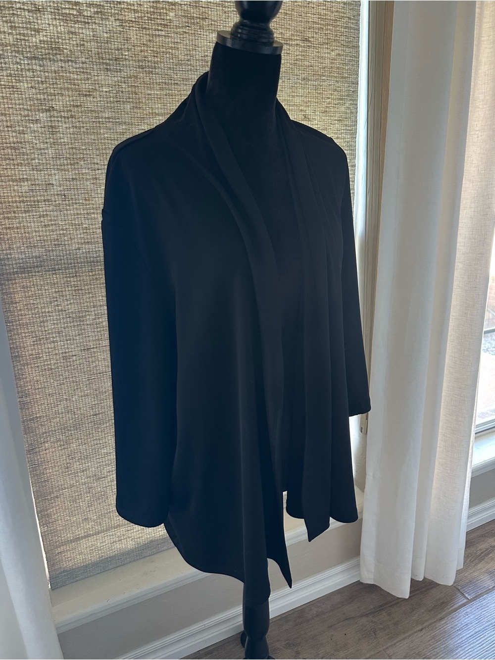Kasper Black Open-Front Women's Sweater Cardigan